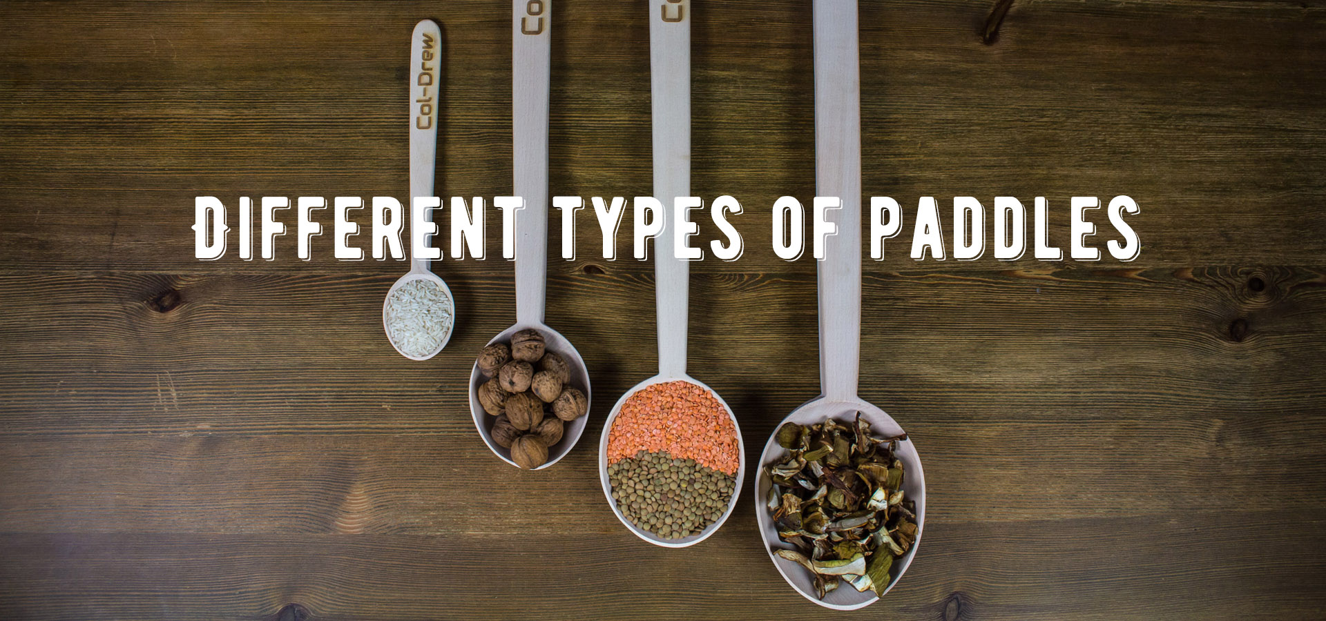 different types paddles. Wooden accessories